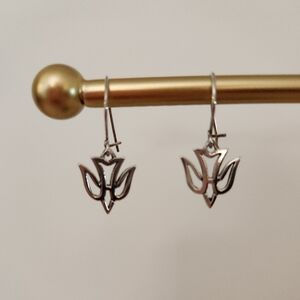 Sterling Silver Dove Drop Earrings - Silver